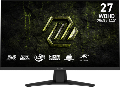 MSI - MAG 274QF E20 27" QHD 200Hz 0.5ms G-SYNC Compatible FreeSync Premium Gaming Monitor HDR 400 (Display Port, HDMI) - Metallic Black