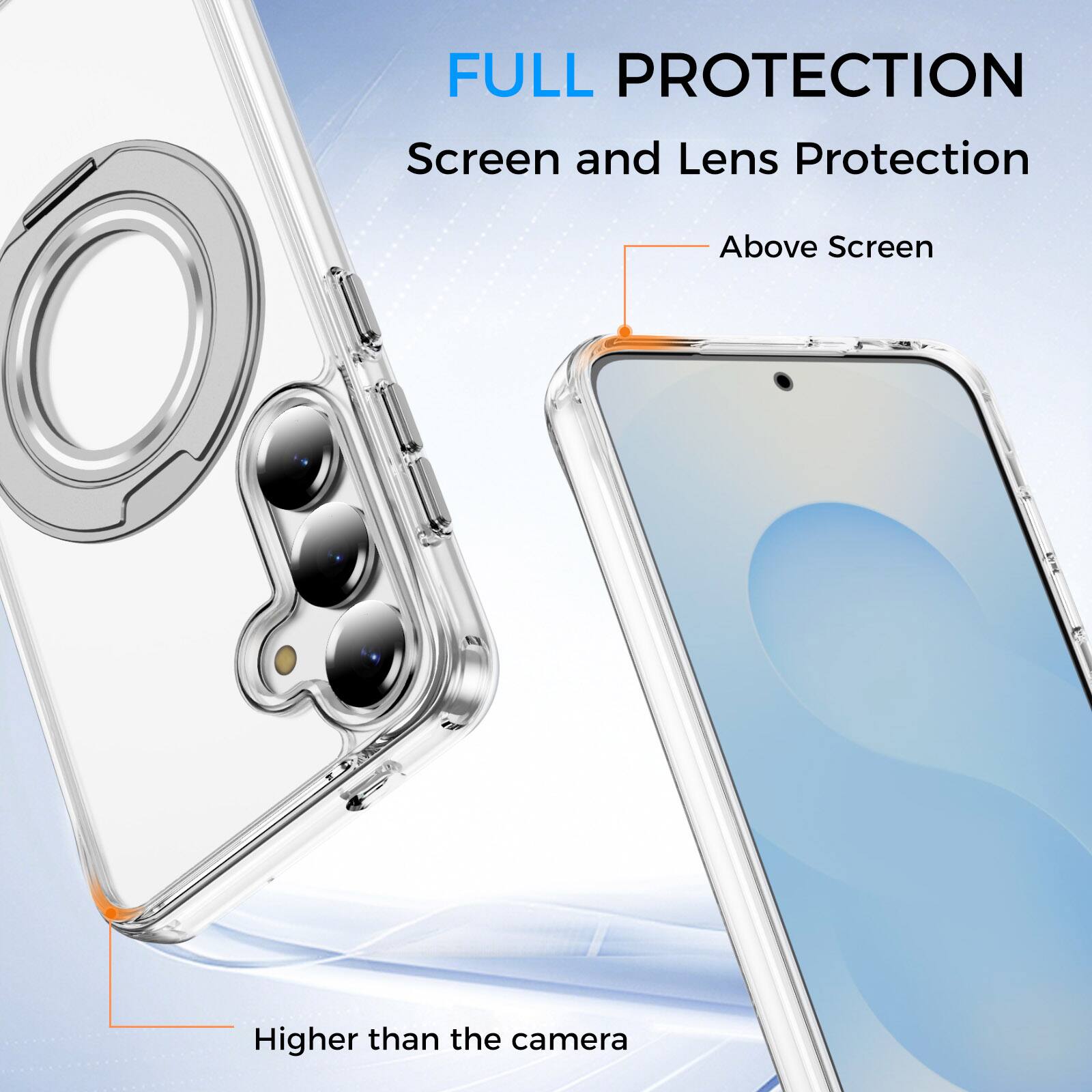 FULL PROTECTION  
Screen and Lens Protection  

Above Screen  

Higher than the camera