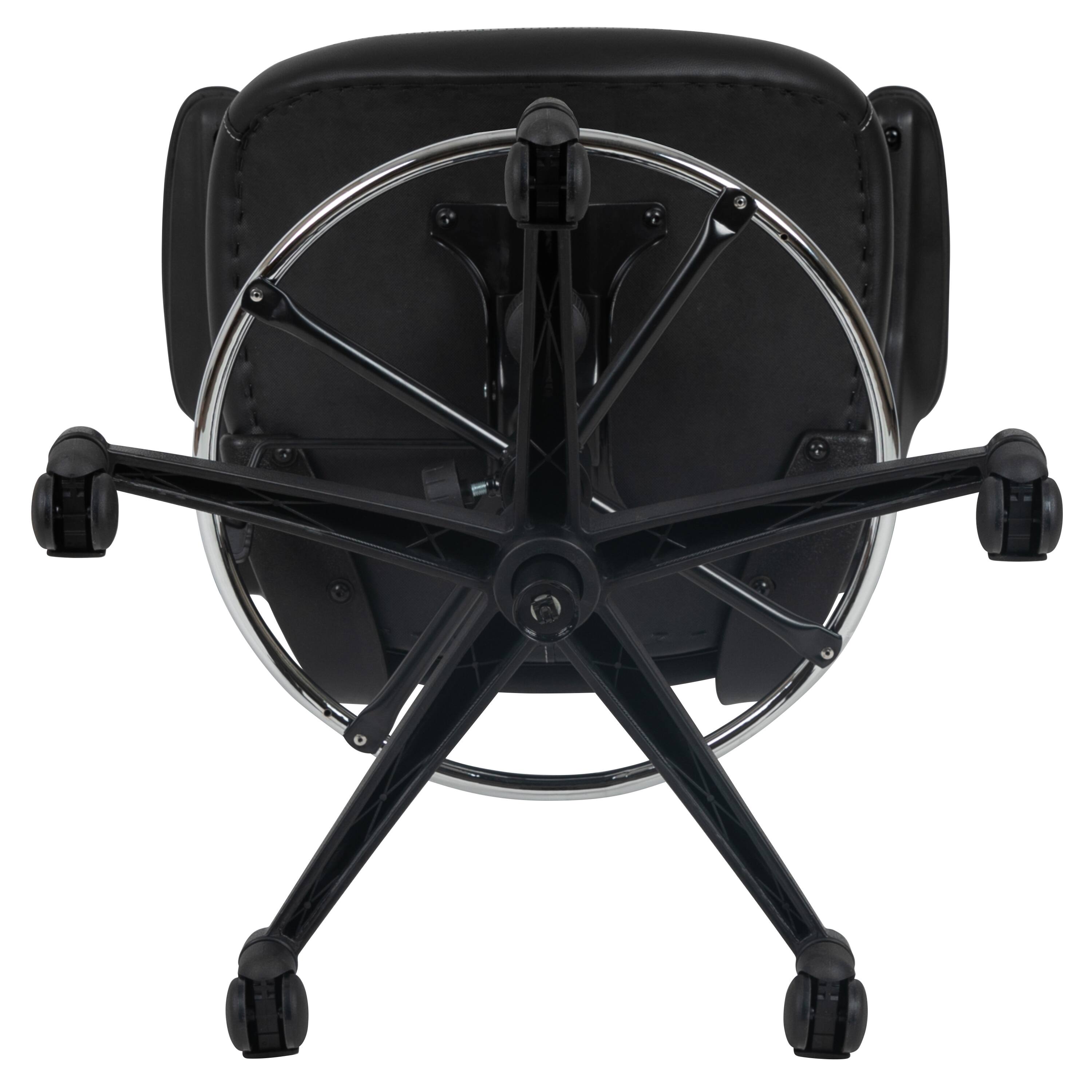 Alt View 9. Emma + Oliver - Mid-Back Mesh Ergonomic Drafting Chair with Foot Ring and Flip-Up Arms - Black Mesh & LeatherSoft/Black Frame.