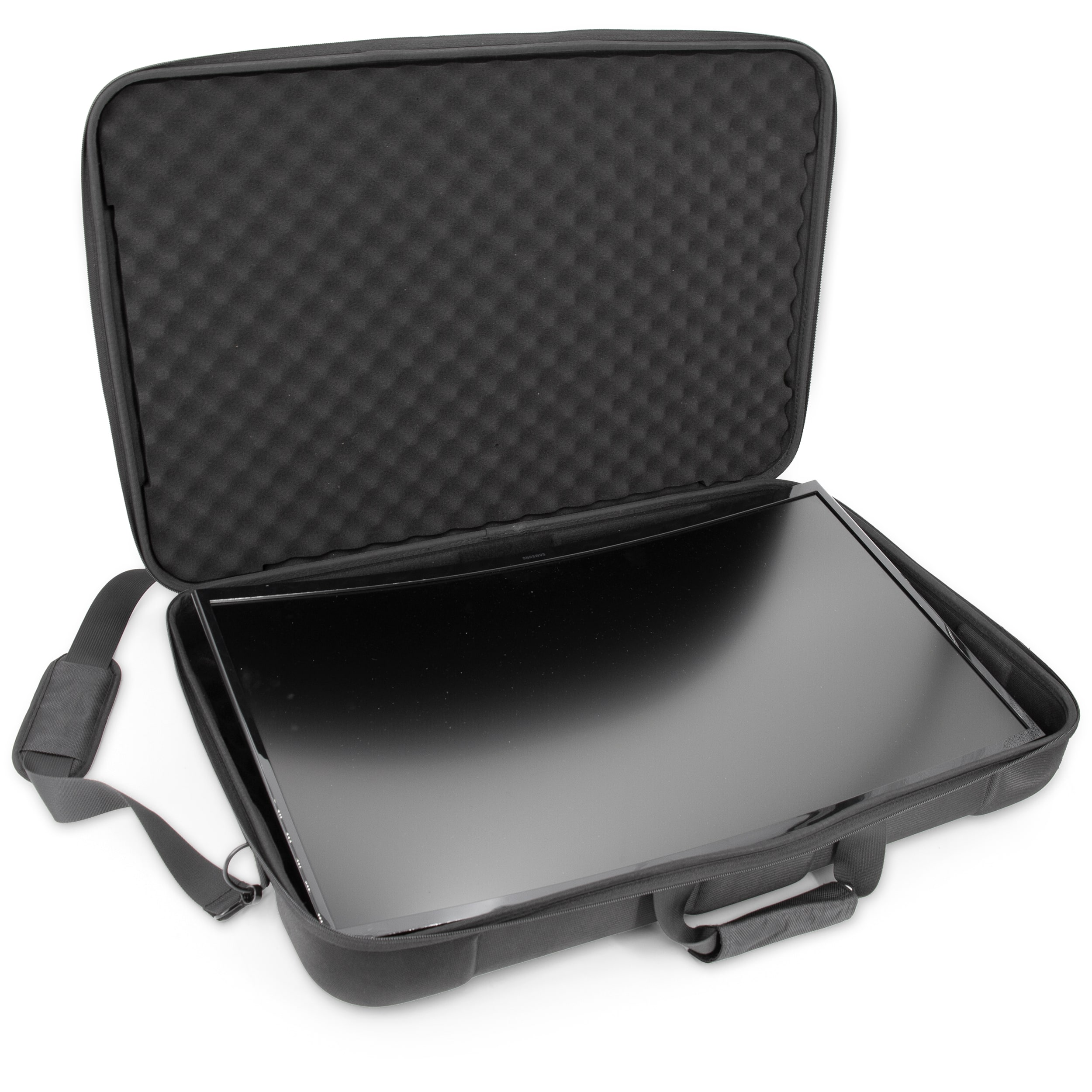 CASEMATIX - Portable Monitor Case for 24"-29" Gaming Monitor, Laptop Screen, or TV – Hard EVA Shell, Foam Padding, Storage - Black