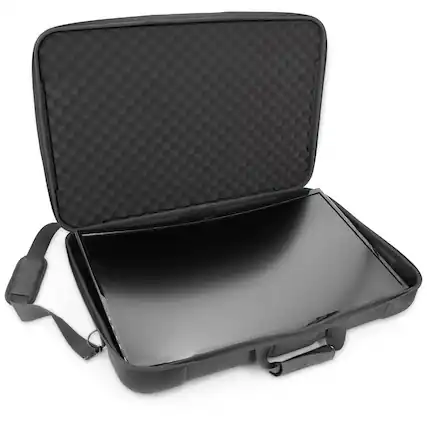 Front. CASEMATIX - Portable Monitor Case for 24"-29" Gaming Monitor, Laptop Screen, or TV – Hard EVA Shell, Foam Padding, Storage - Black.