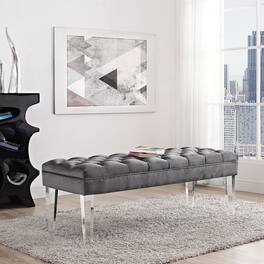 Valet Performance Velvet Bench by Modway - Gray