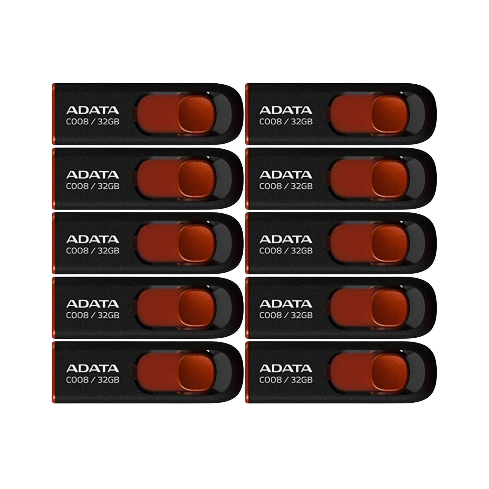 ADATA - 32GB USB 2.0 Retractable Capless Flash Drive (Red, 10-Pack) - Black