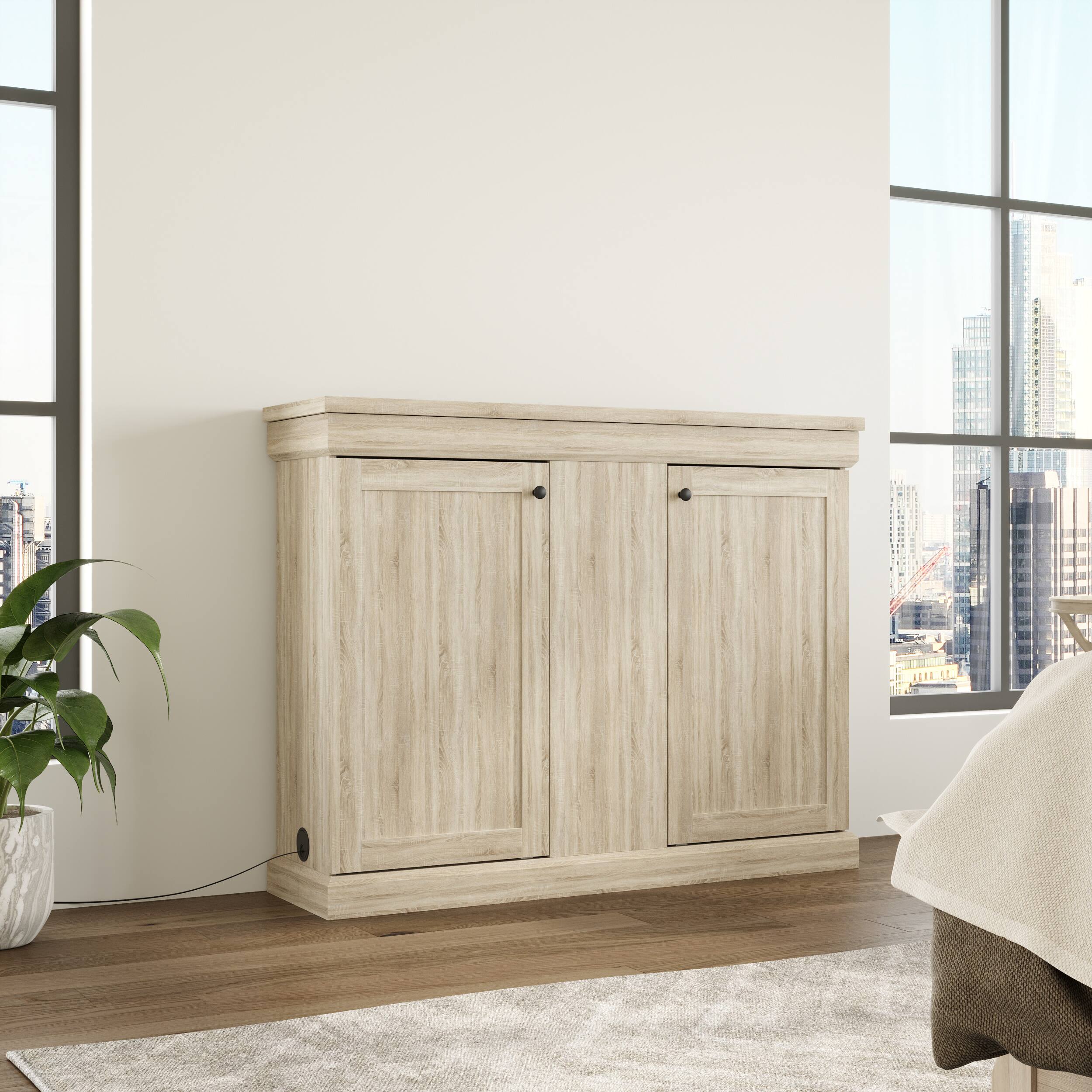 Alt View 6. Famapy - Smart Lift TV Cabinet for Up to 50 Inch TV, Remote Control Media Console with Hidden Storage Entertainment Center - Wooden.