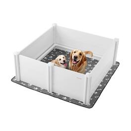 VEVOR - Dogs Whelping Box, 48 x 48 x 18.1 inch, Plastic PVC Puppies Playpen with Height Adjustable Door and Washable Pee Pad