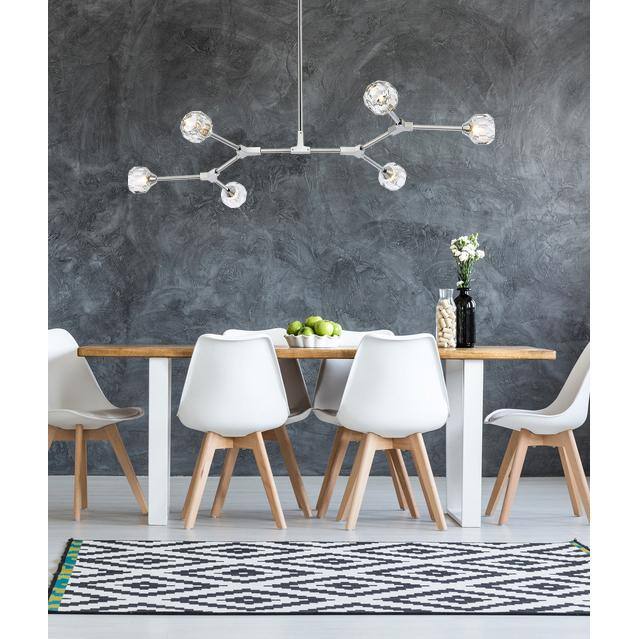 Left. Elegant Lighting - Zayne 6 Light Pendant in Chrome - Chrome And Clear.