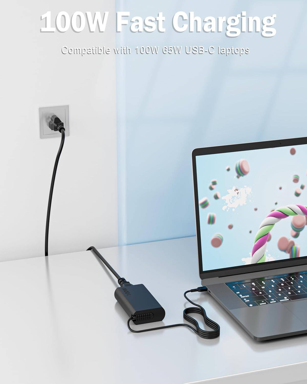 100W Fast Charging Compatible with 100W 65W USB-C laptops