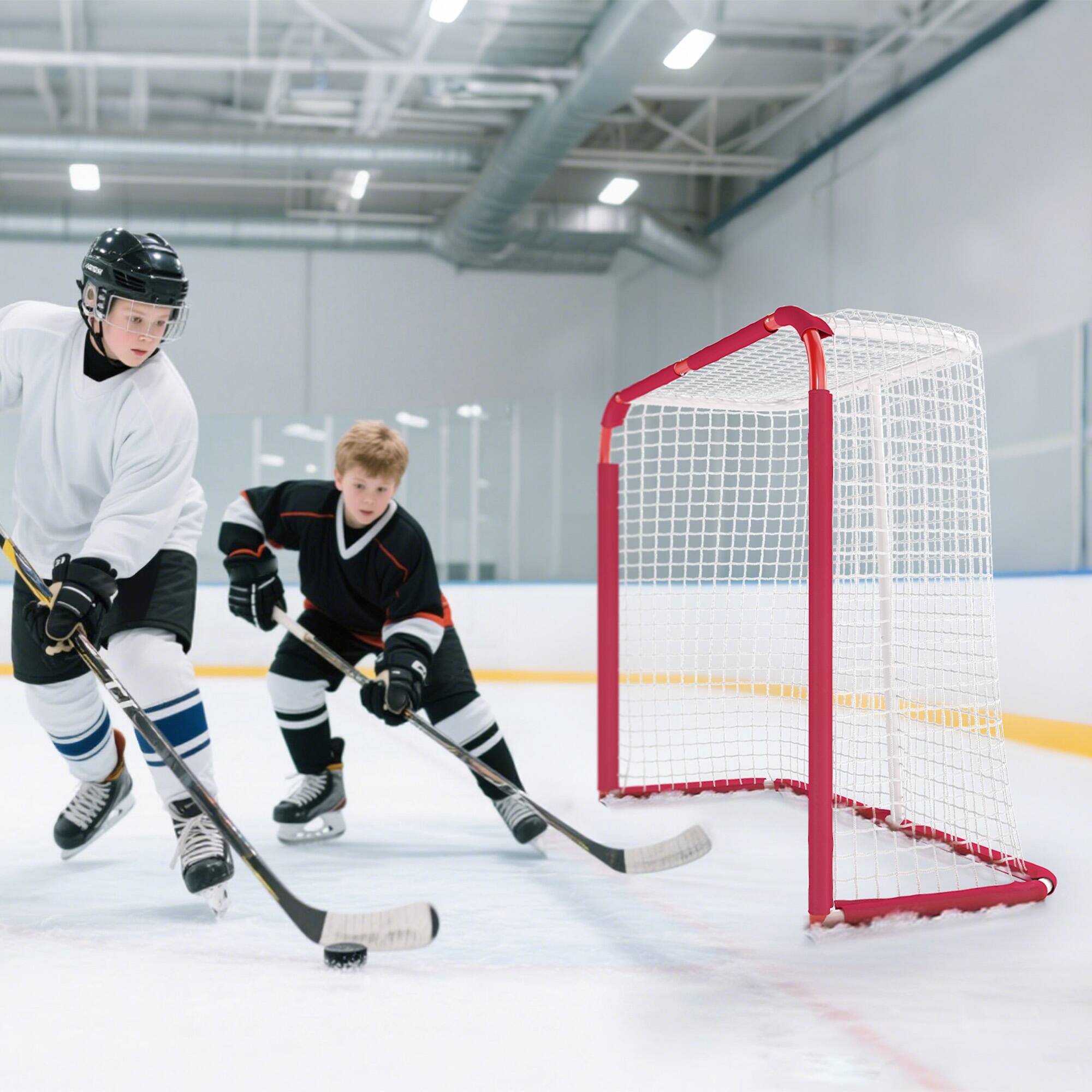 Alt View 7. Soozier - Soccer Goal, 6 x 2 ft All Weather Practice Soccer Net with Steel Frame, PE Mesh, Soccer Training Equipment - White.