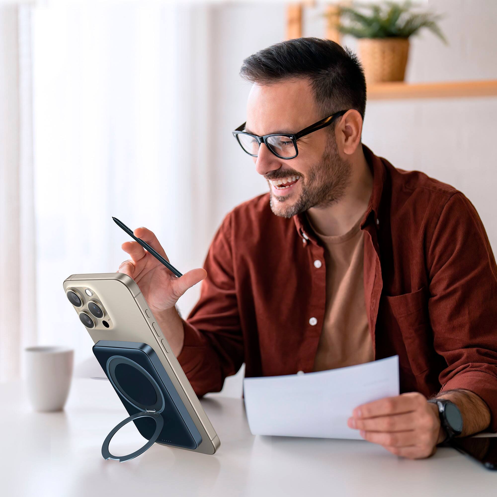 Alt View 13. TORRAS - Ostand Magnetic Power Bank 5000mAh with 360° Rotatable Stand - Black.