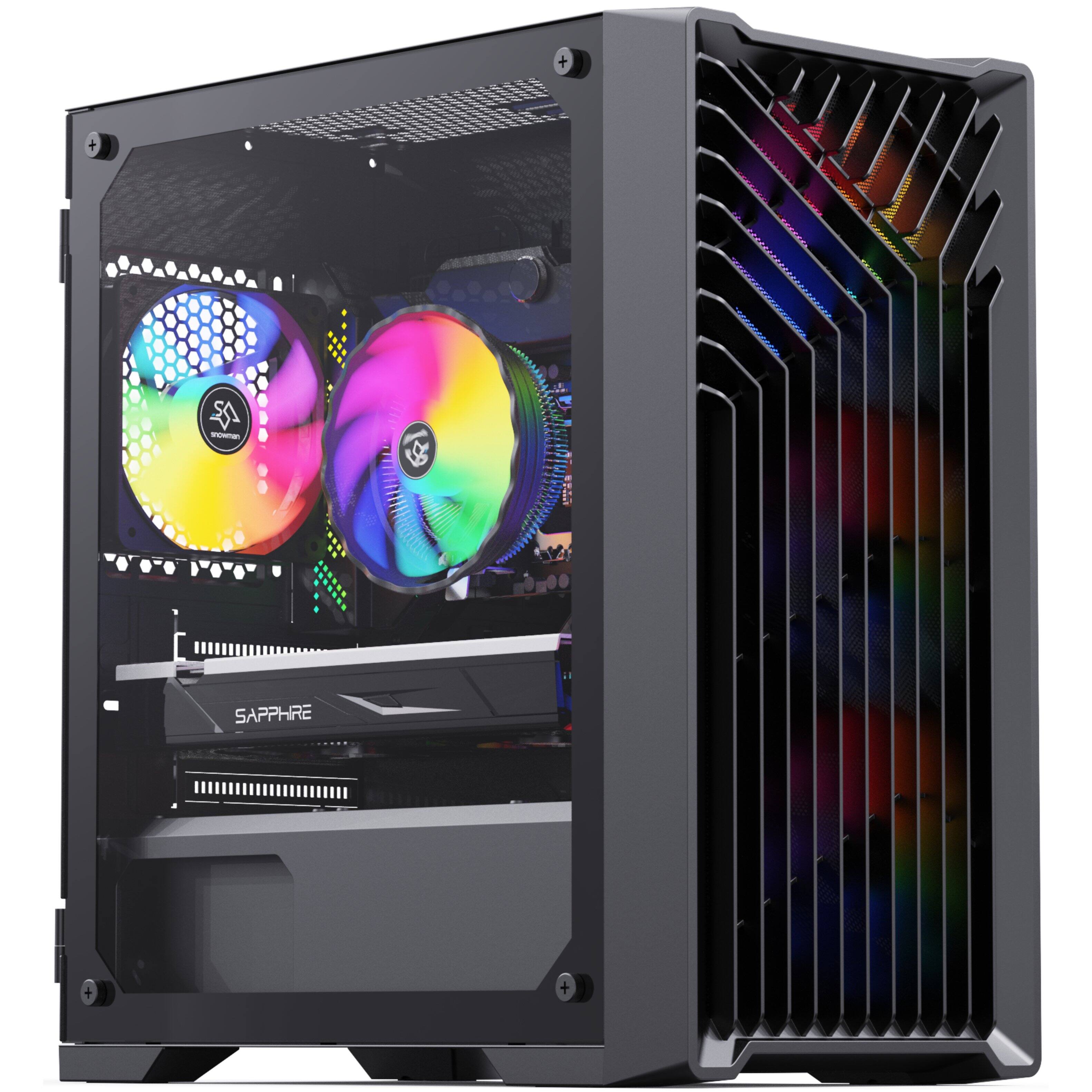 Left. Blackout Computers - Eclipse V3 - Gaming Desktop - Intel 12th Gen CPU - AMD RX 580 8G - 16GB DDR5 RAM - 1TB M.2 SSD - Windows 11 Pro - RGB VR - Matte Black.