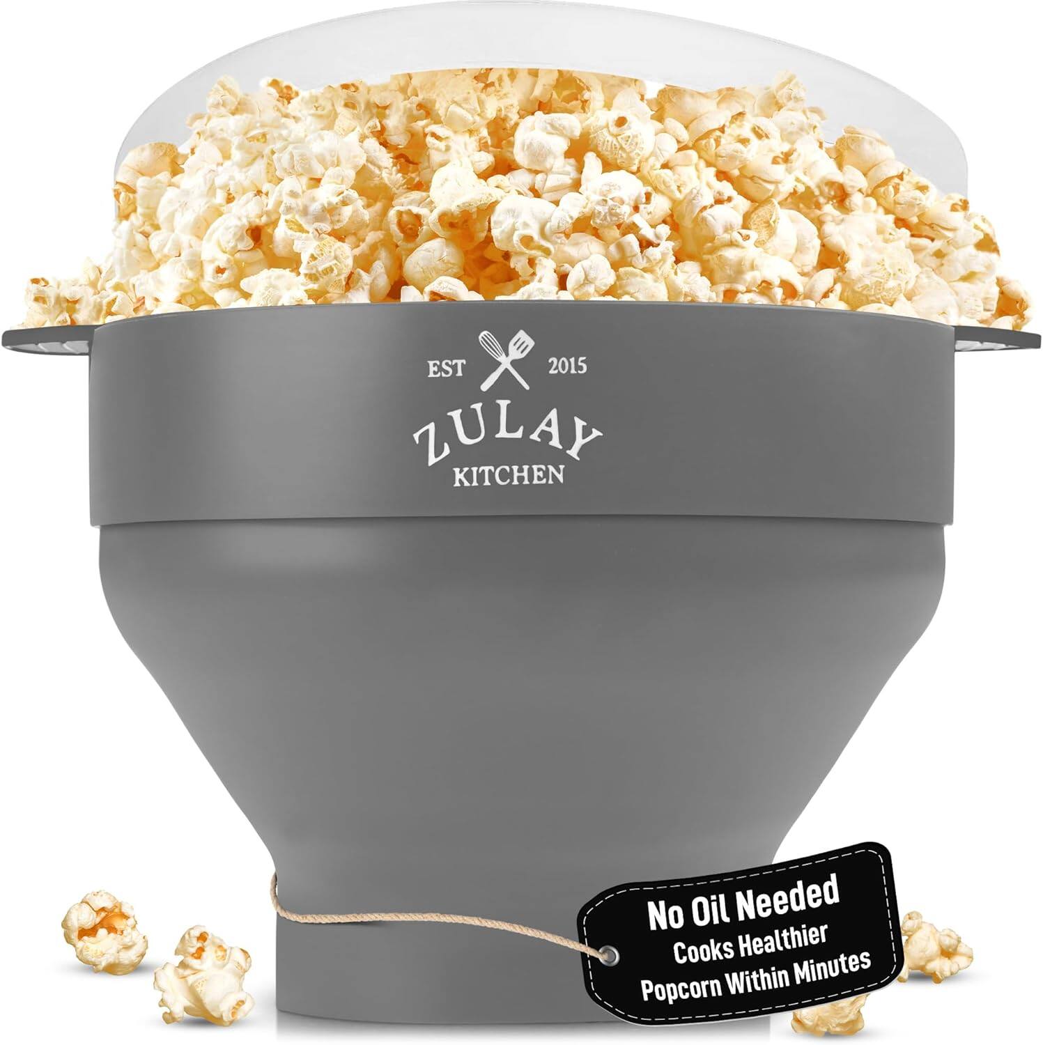 EST 2015 ZULAY KITCHEN
No Oil Needed
Cooks Healthier
Popcorn Within Minutes