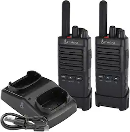 Cobra - PX650 - Professional/Business Walkie Talkies - Rechargeable, 300,000 sq. ft/25 Floor Range, Dust Protected IP54 (2 Pack) - Black