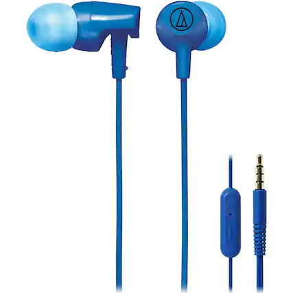 Front. Audio-Technica - SonicFuel In-ear Headphones with In-line Mic & Control ATH-CLR100iSBL - Blue.