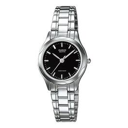 Casio - Women’s Black Dial Stainless Steel Bracelet Watch - LTP‑1275D‑1A - Silver