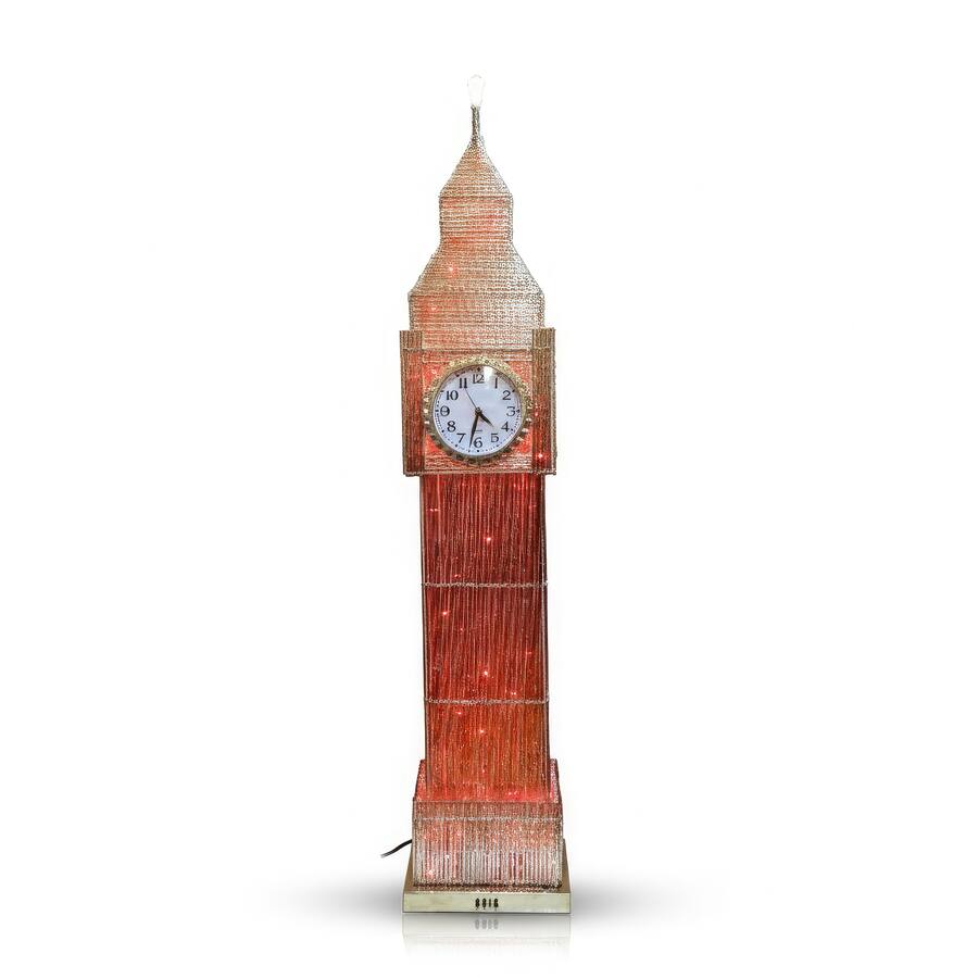 FC Design 60"H Red Translucent Big Ben Tower with LED Clock Floor Lamp ...