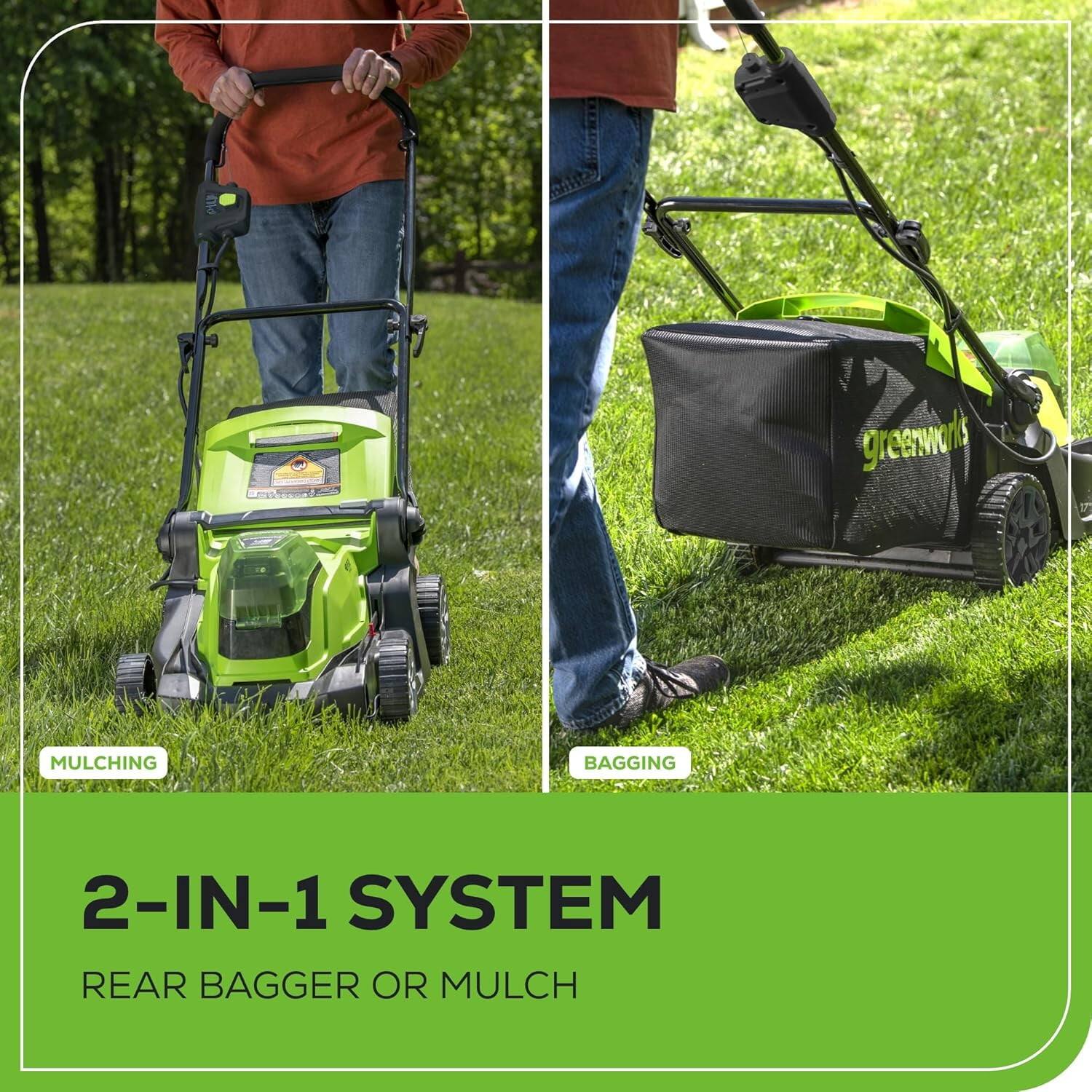 2-IN-1 SYSTEM  
REAR BAGGER OR MULCH  

MULCHING  
BAGGING