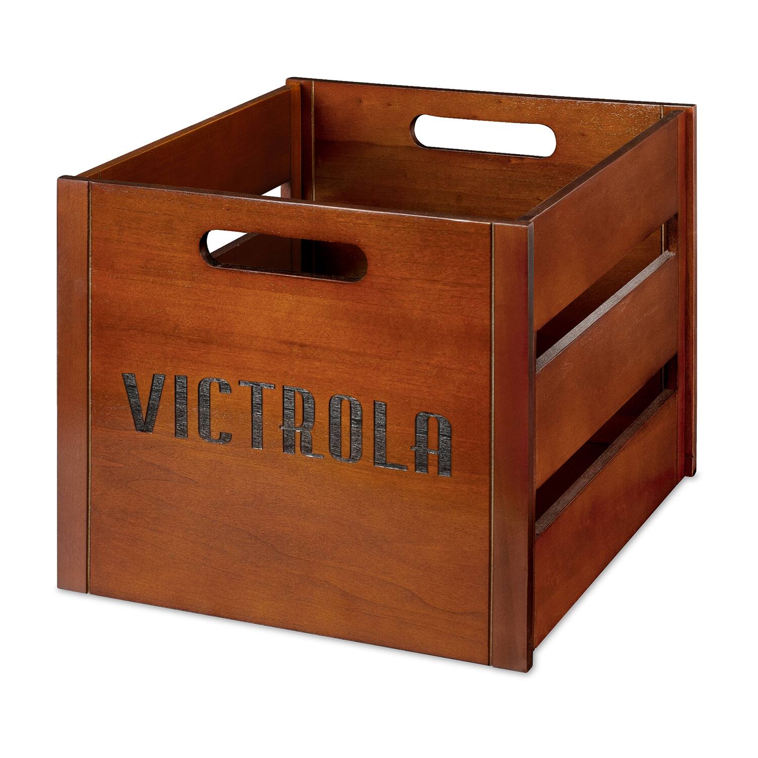 Alt View 1. Victrola - Wooden Vinyl Record Crate - Mahogany.