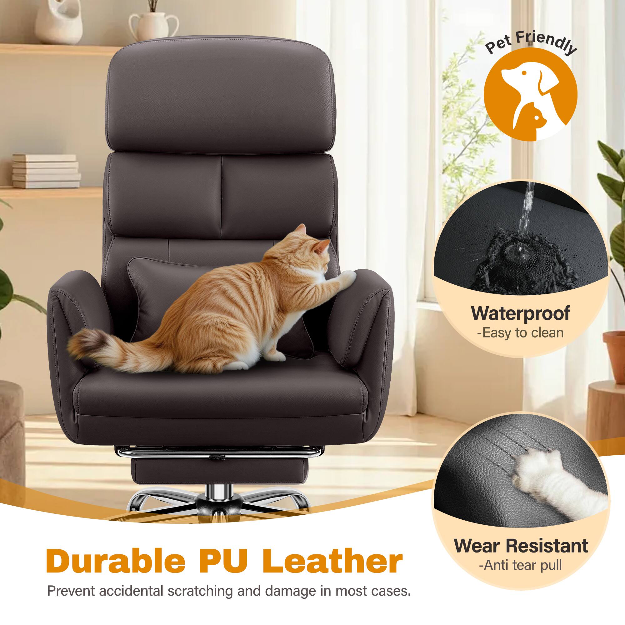Pet Friendly  
Waterproof - Easy to clean  
Wear Resistant Durable PU Leather - Anti tear pull  
Prevent accidental scratching and damage in most cases.