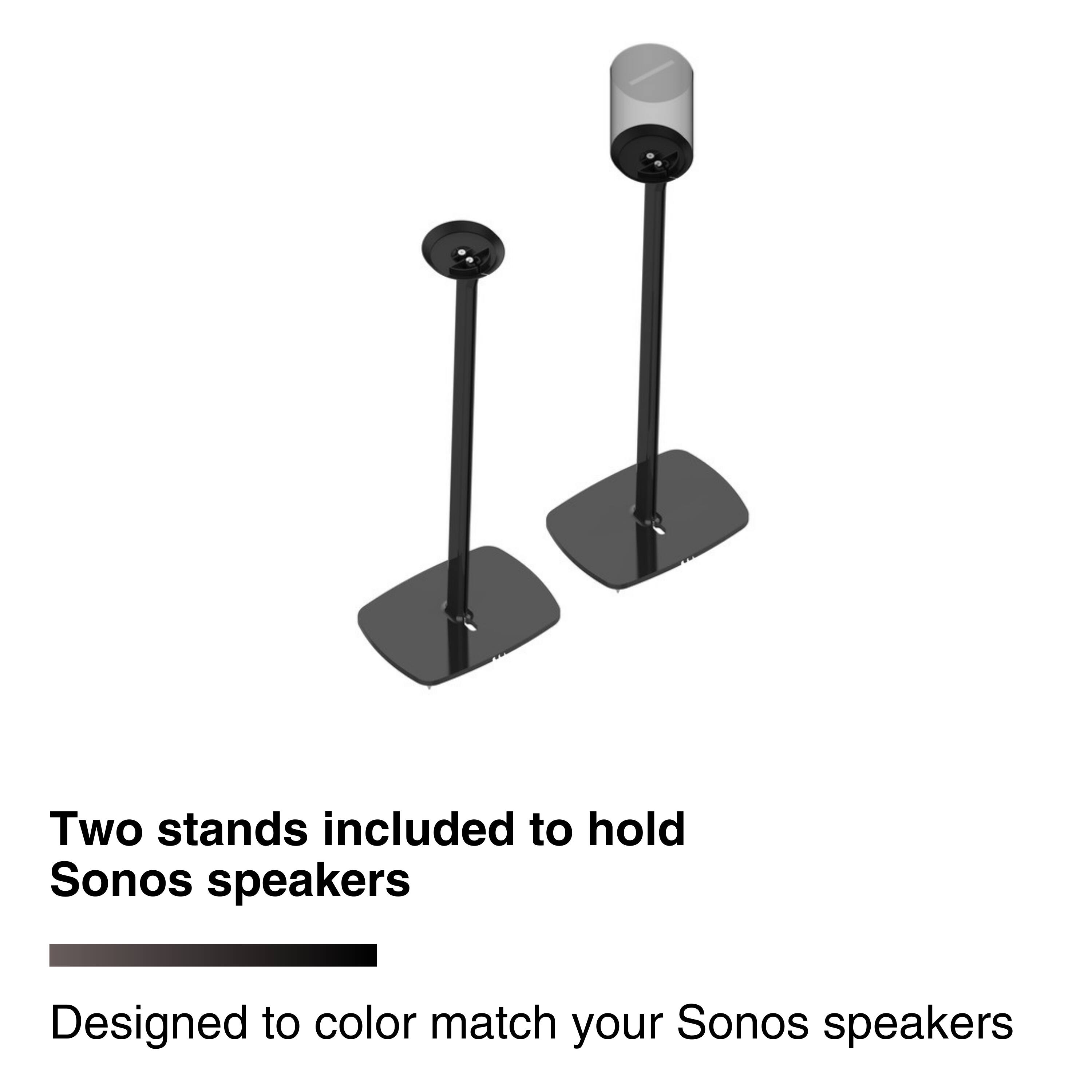 Two stands included to hold Sonos speakers  
Designed to color match your Sonos speakers