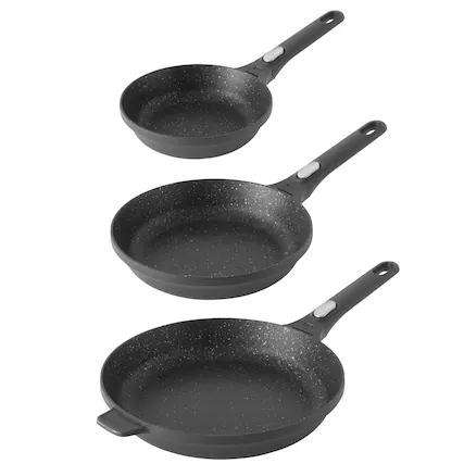 Front. BergHOFF - BergHOFF GEM 3Pc Nonstick Cast Aluminum Fry Pan Set - Black.