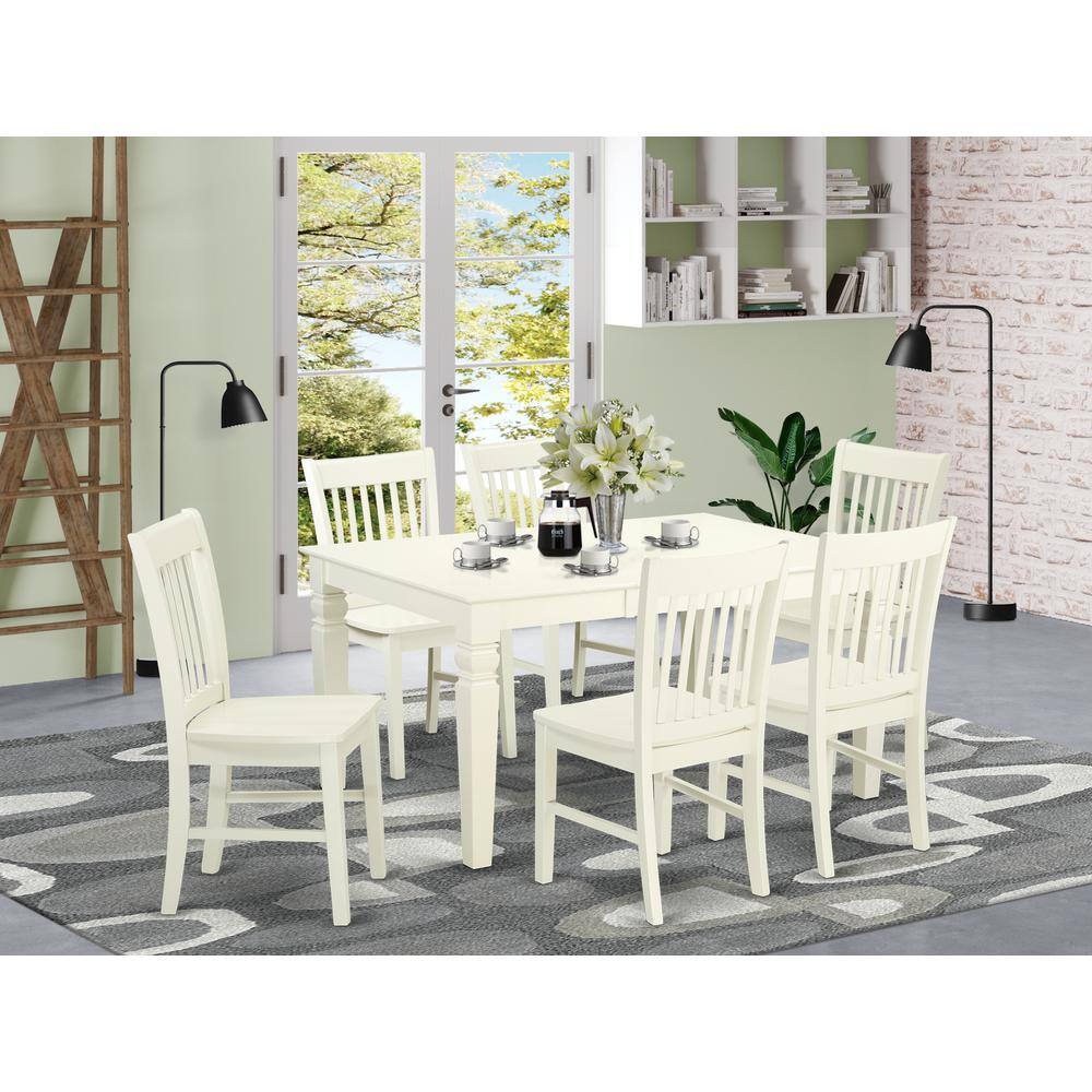 Left. East West Furniture - Dining Room Set Linen White - Brown.