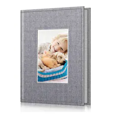 Front. Kitcheniva - Portable Wallet Photo Album Leather Cover 52 Photo Capacity For 4x6 Photo Snowflake Gray - Snowflake Gray.