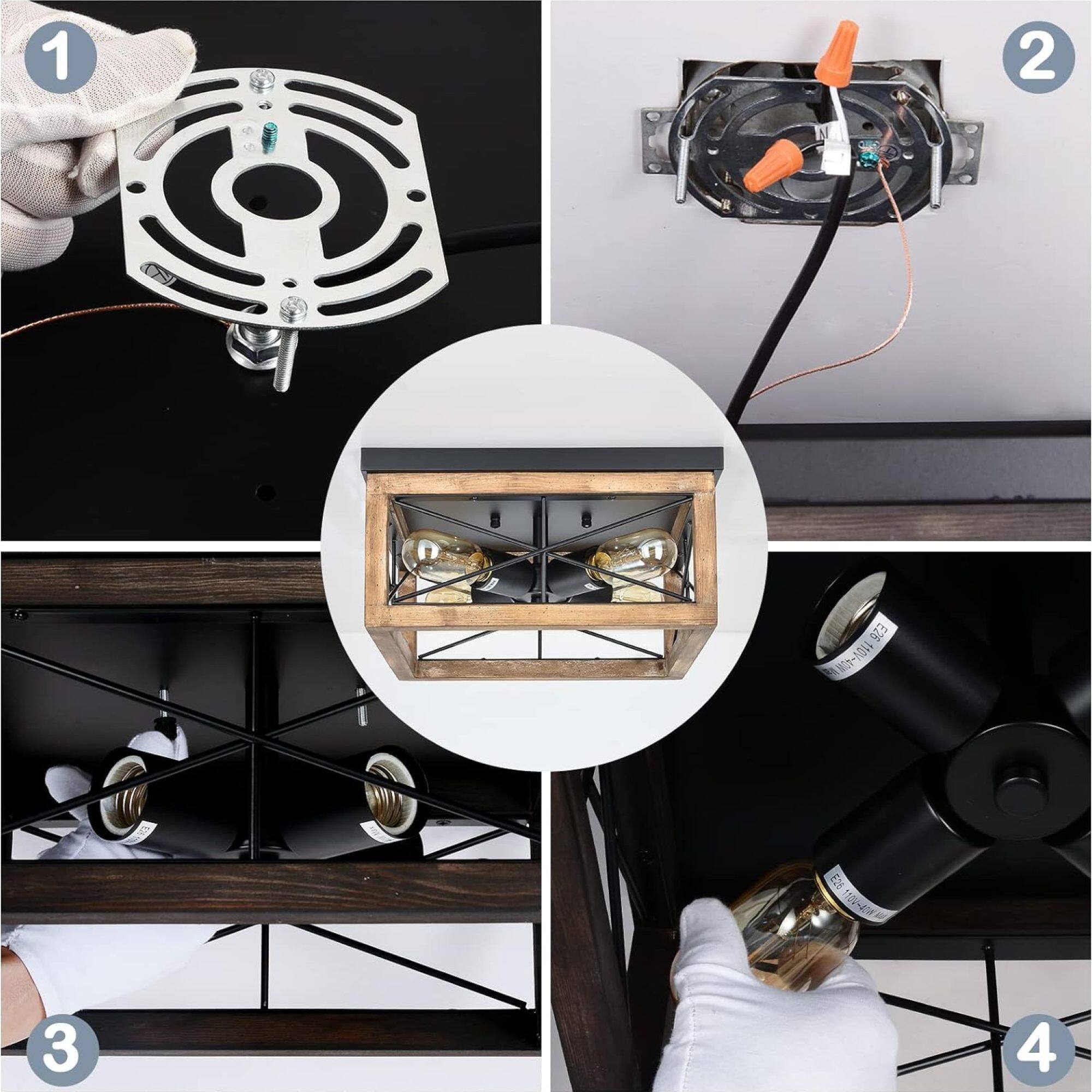 1. Remove the ceiling fan.
2. Disconnect the wires.
3. Install the new ceiling fan.
4. Attach the light fixture.