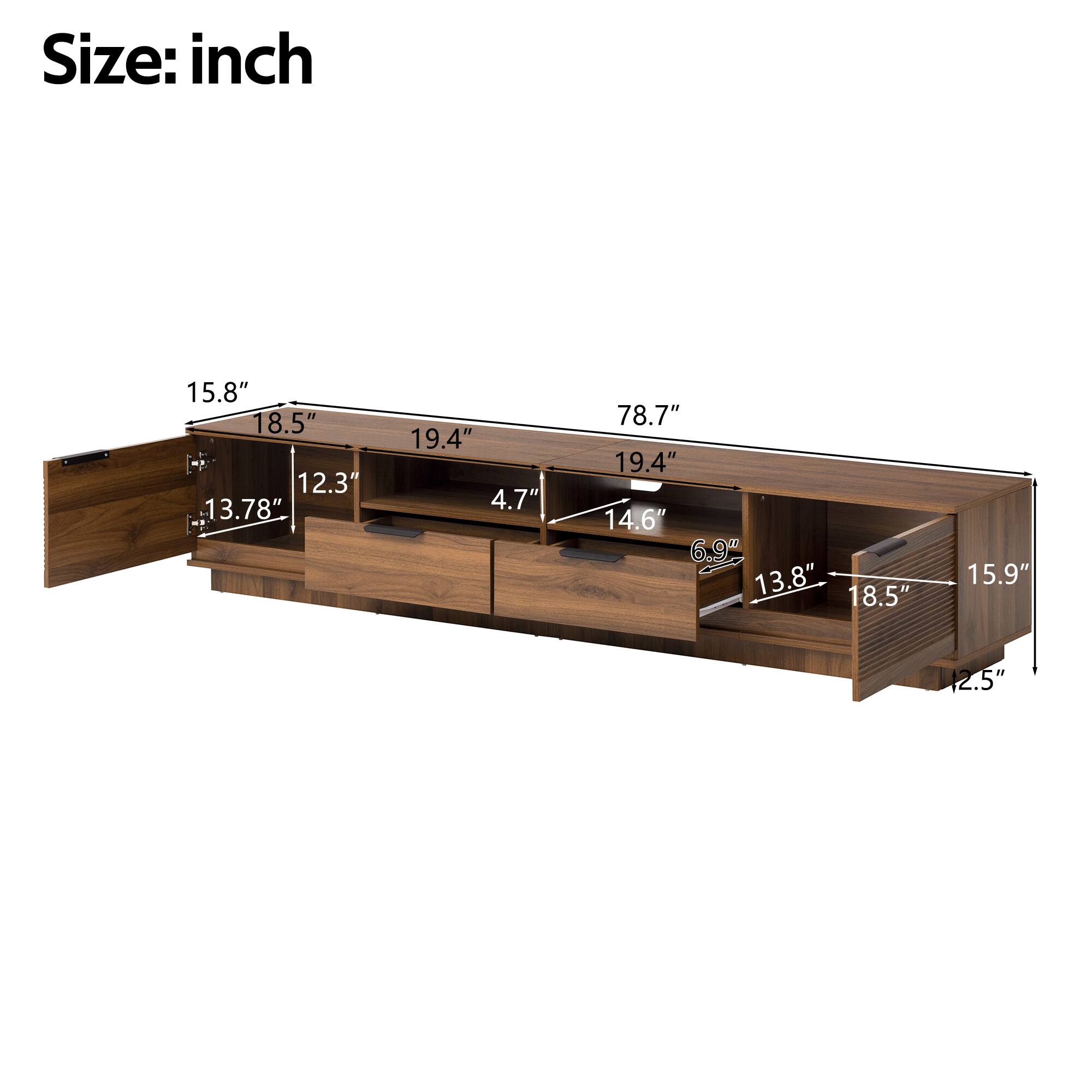Size: inch

15.8"  
18.5"  
12.3"  
13.78"  
19.4"  
4.7"  
78.7"  
19.4"  
14.6"  
6.9"  
13.8"  
18.5"  
15.9"  
+2.5"