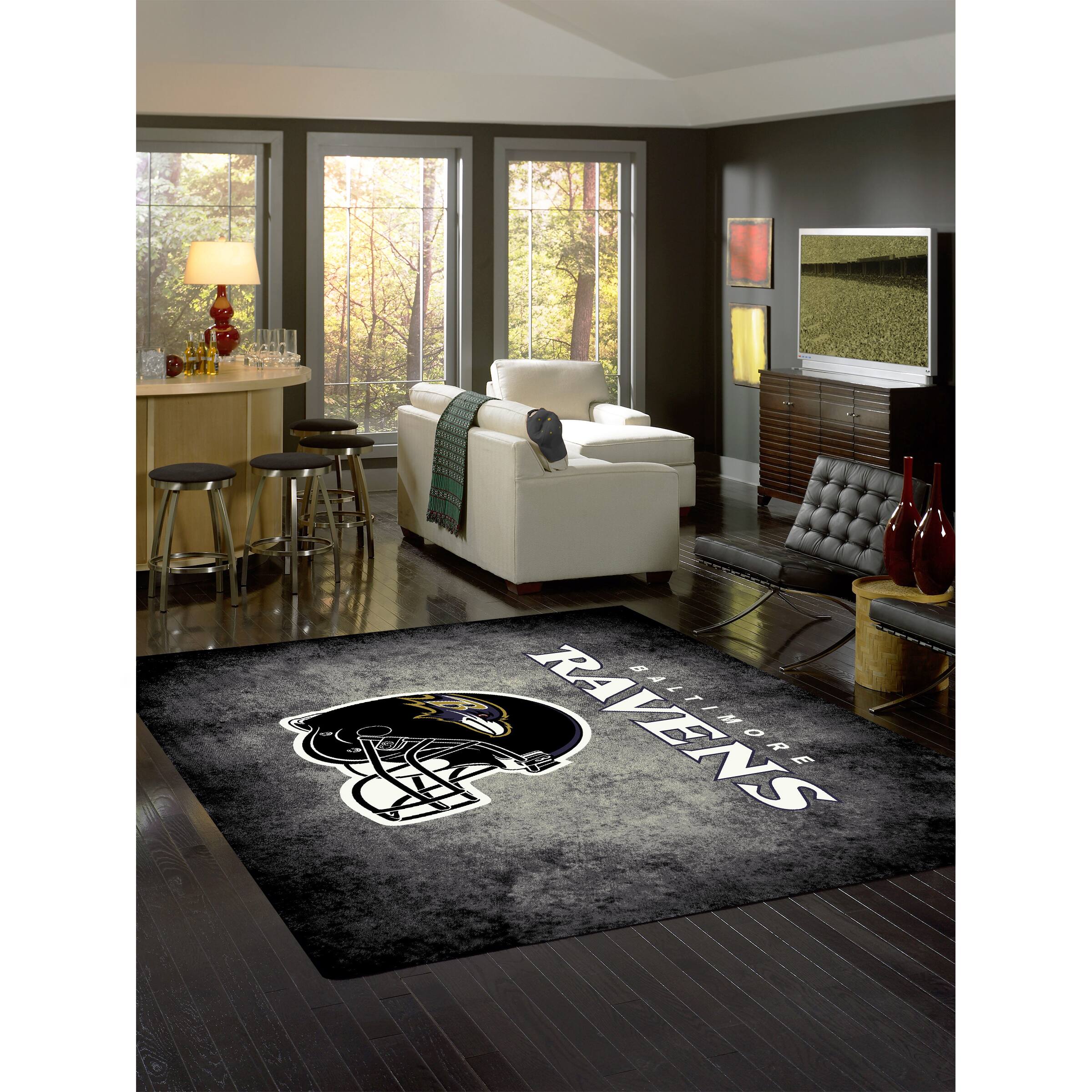 Alt View 1. Imperial - Baltimore Ravens 3'10" x 5'4" Distressed Rug - Black.