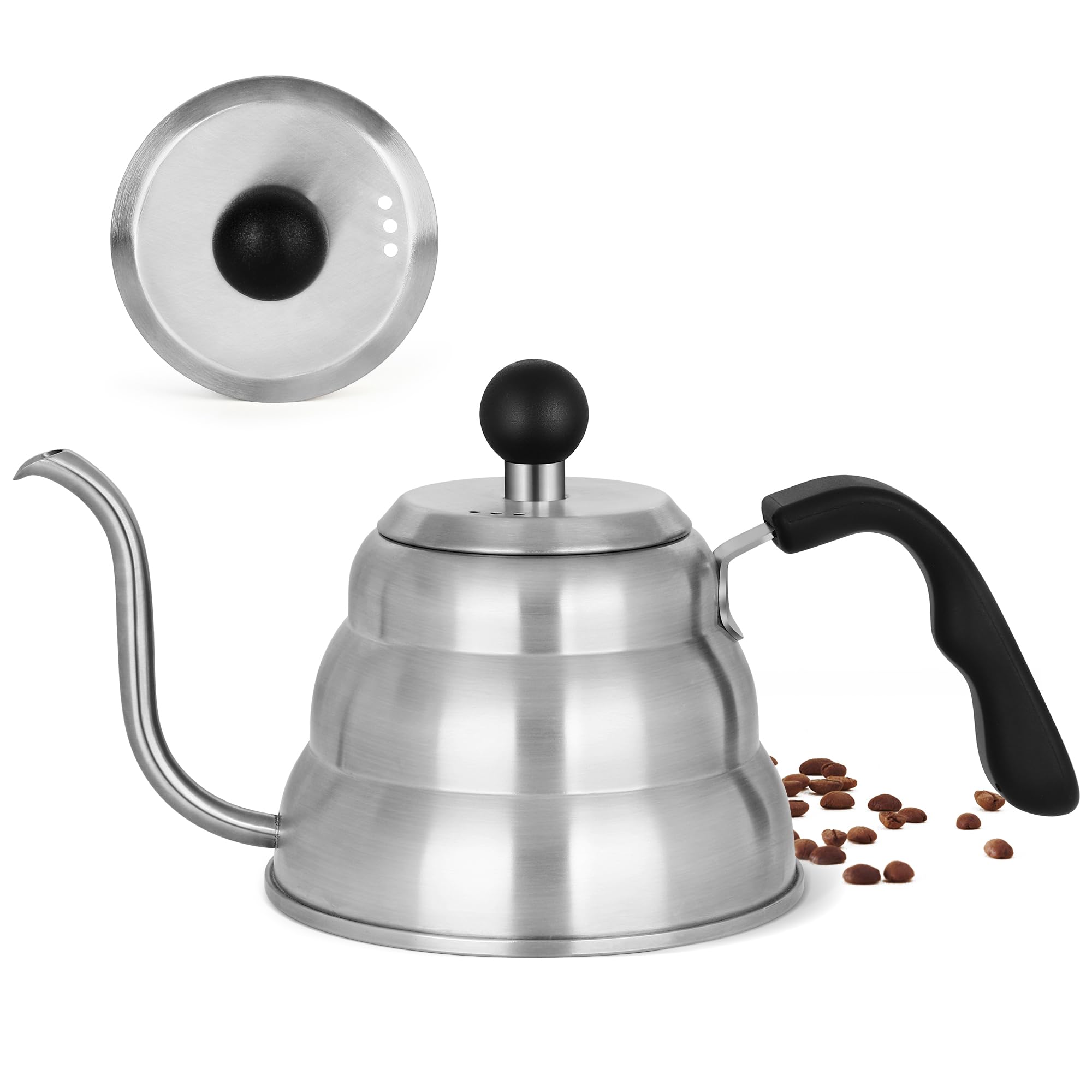 Front. Dapper Styles - Tea Kettle With Pot Stovetop Gooseneck Teapot Pour Over Coffee 6 Cup - Silver-0.9 Quarts.