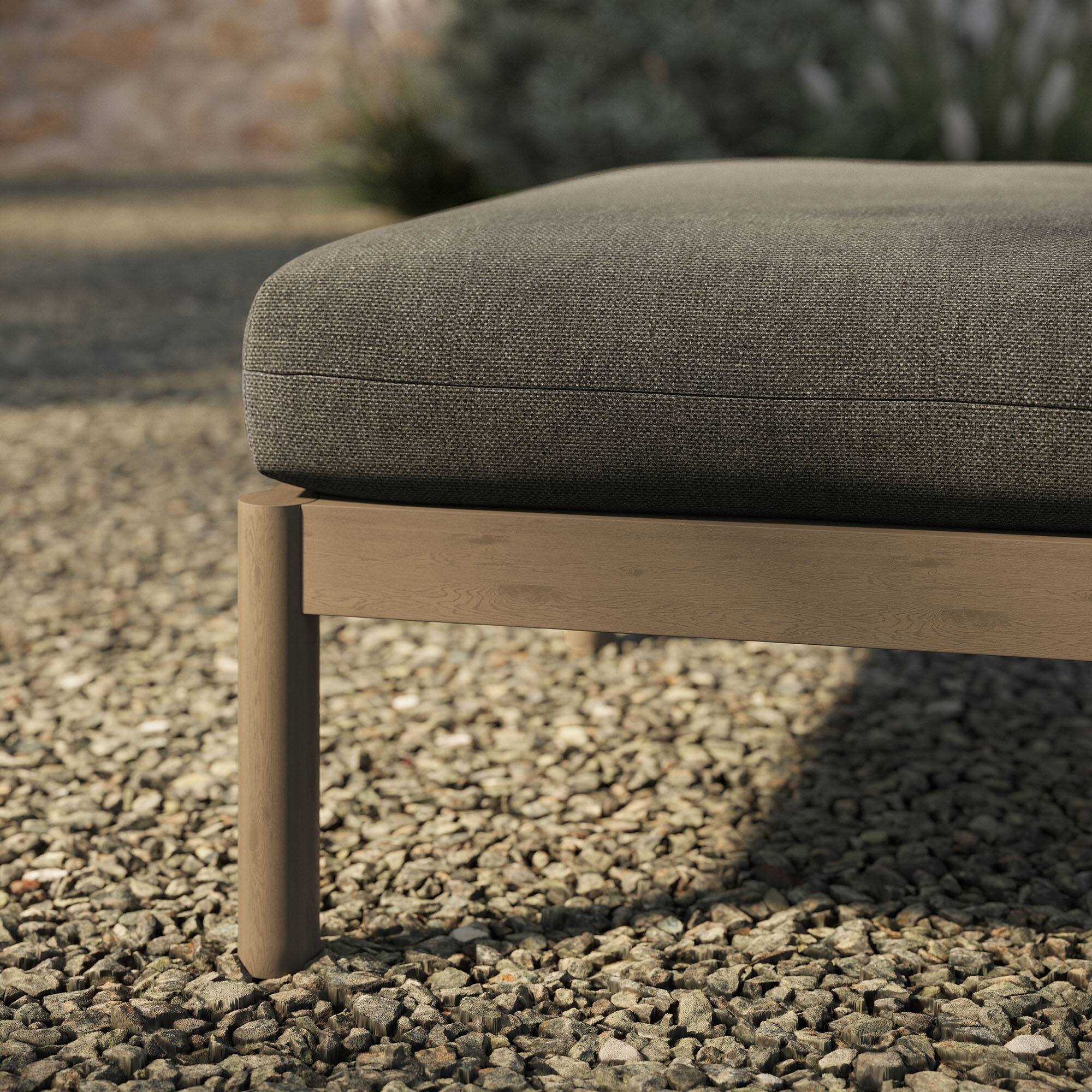 Alt View 1. Modway - Eleni Square Outdoor Teak Wood Ottoman by Modway - Weathered Gray Flint.