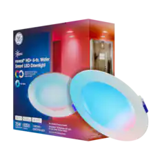 y Cyn reveal HD+ 6-In. Wafer Smart LED Downlight
Millions of Vibrant Colors
PLUS The Pure, Clean Light of Near
75W 1000 lumens
Replacement FIXTURE + JUNCTION BOX
No recessed housing required
Dimmable to 10% brightness with app or Cync Smart Dimmer Switch
Not for use with traditional dimmers
Well Rated
for great contact with recessed
Works with Google Home
Works with Amazon Alexa
Works with Matter