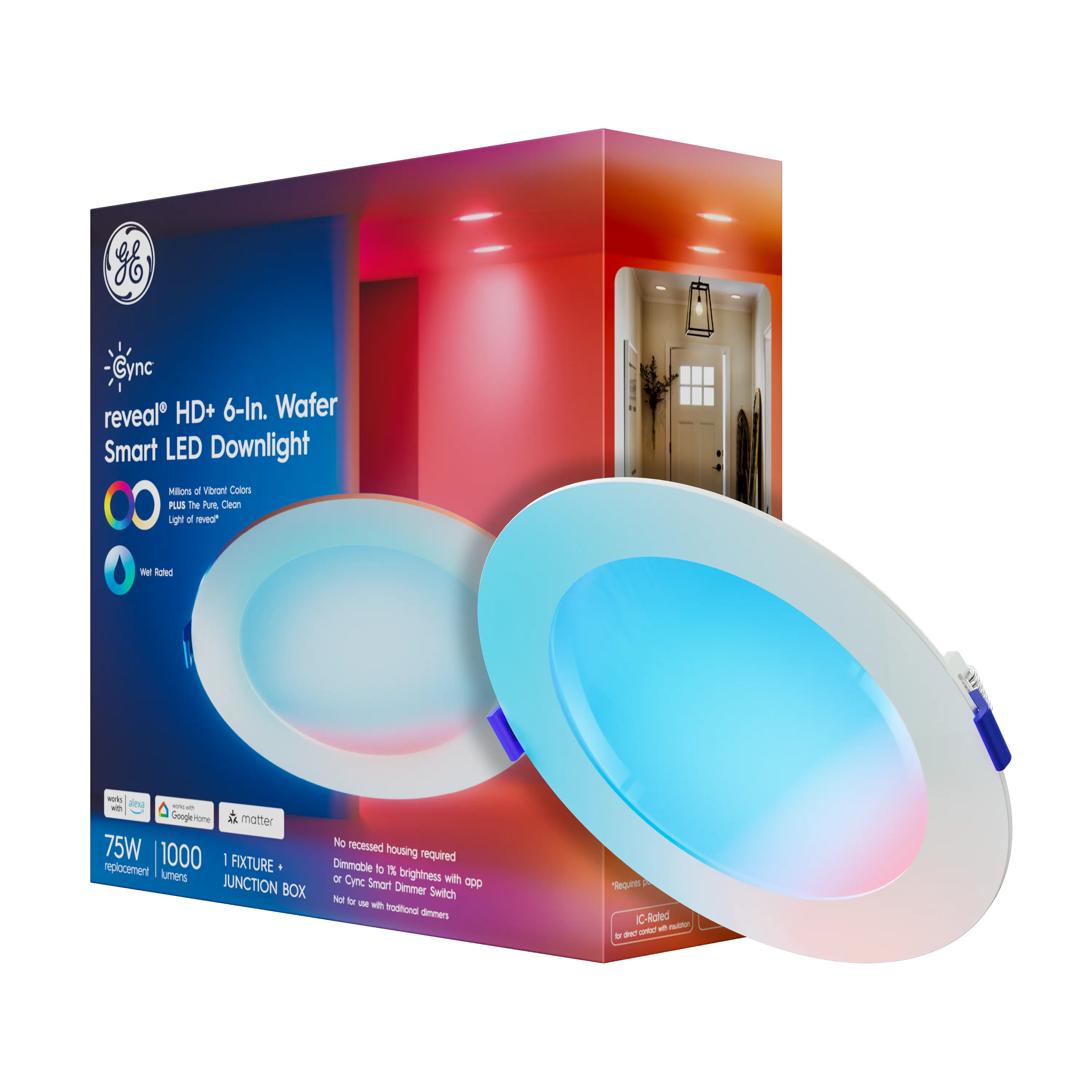 Cync - Reveal Smart Wafer Light 6in - Full Color
