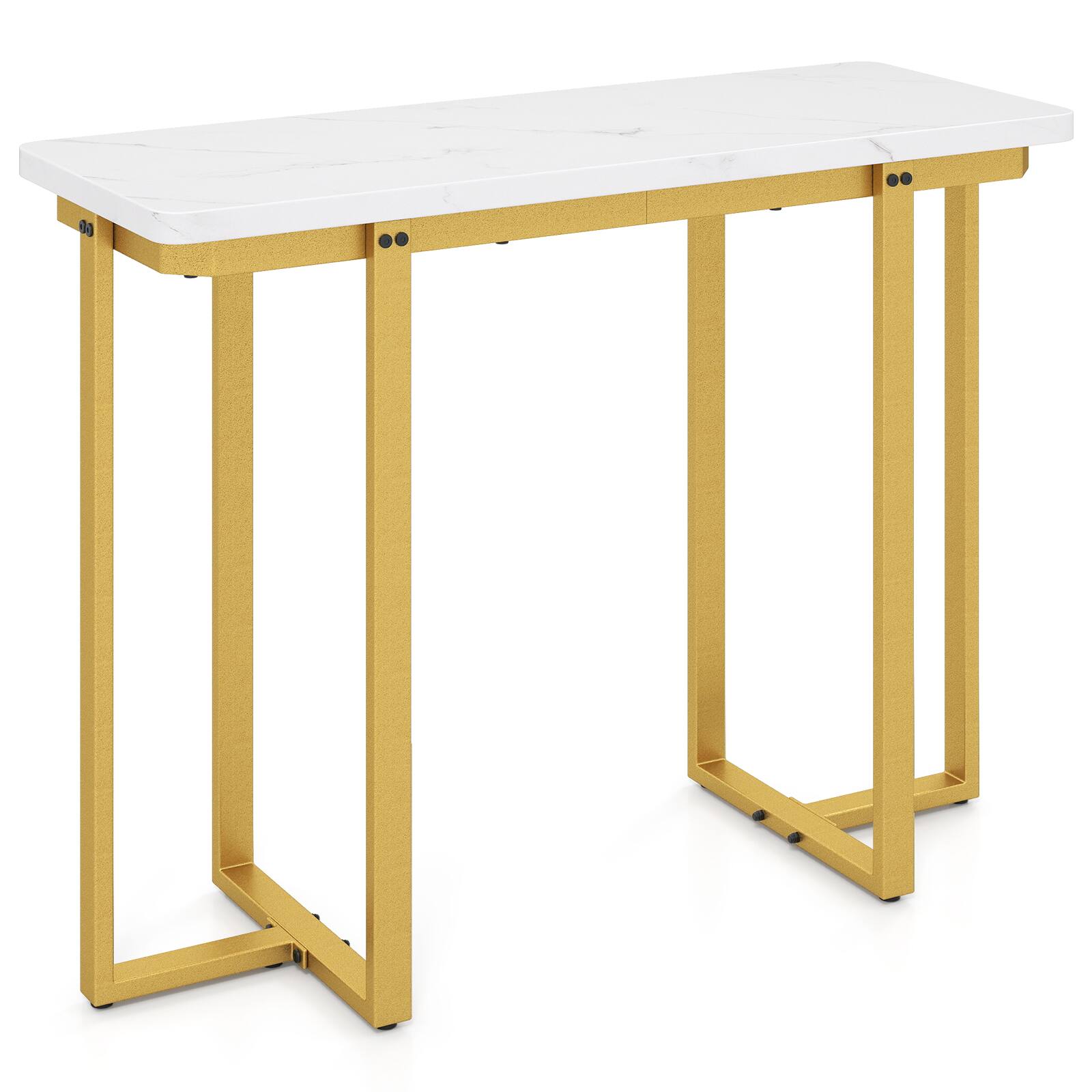 Alt View 9. Gymax - Gymax Console Table 42'' Modern Faux Marble Entryway Table w/ Geometric Metal Frame White - White.