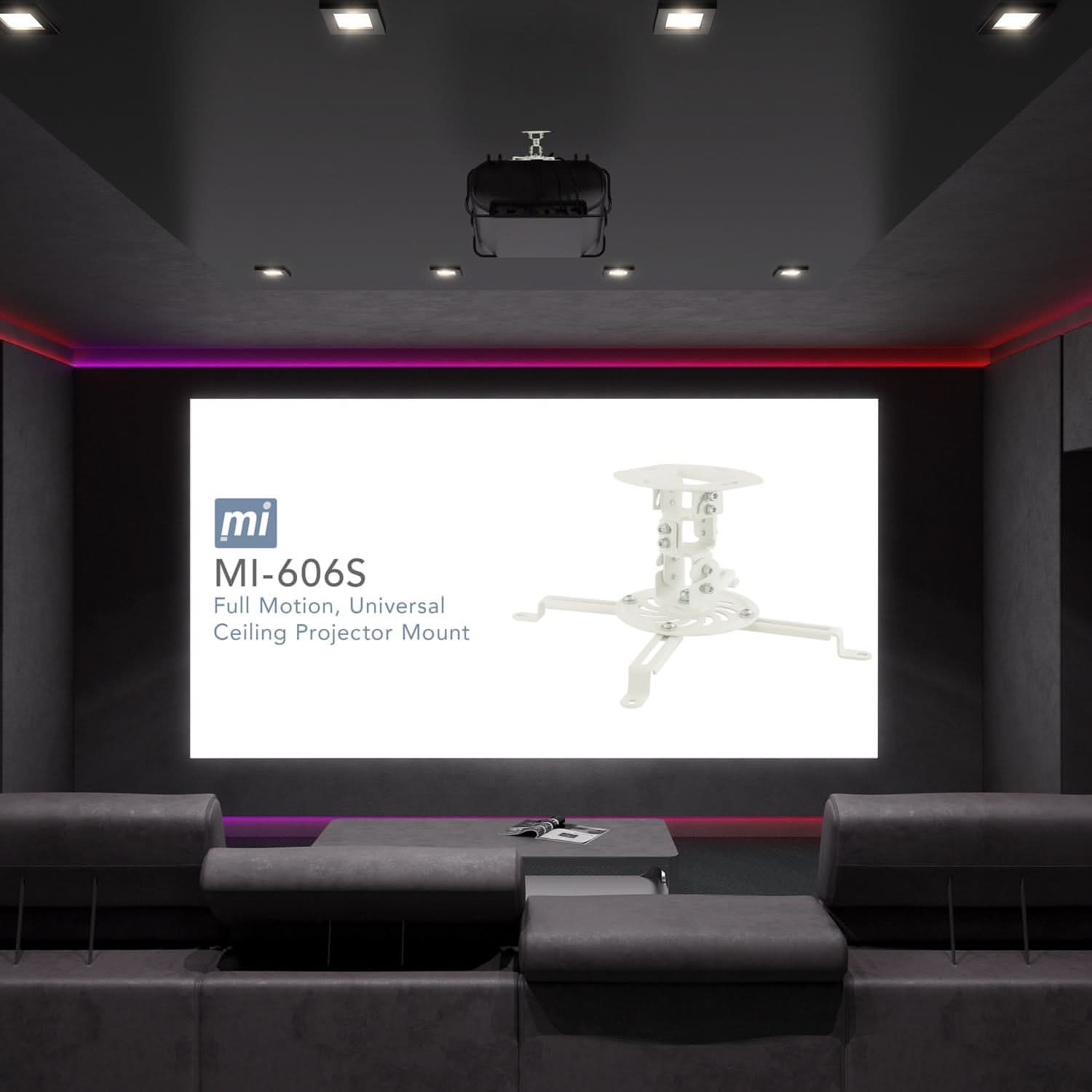 mi MI-606S Full Motion, Universal Ceiling Projector Mount