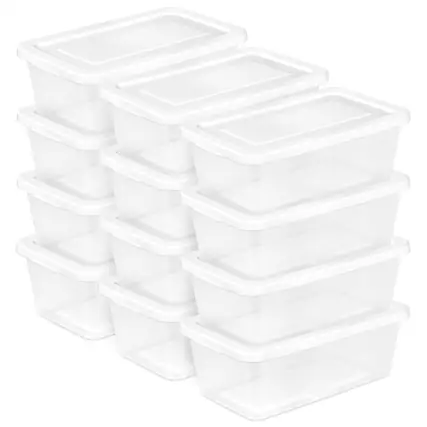 Front. Sterilite - Sterilite 6 Qt Storage Box, Stackable Plastic Container, Home Organizer, 12 Pack - White.