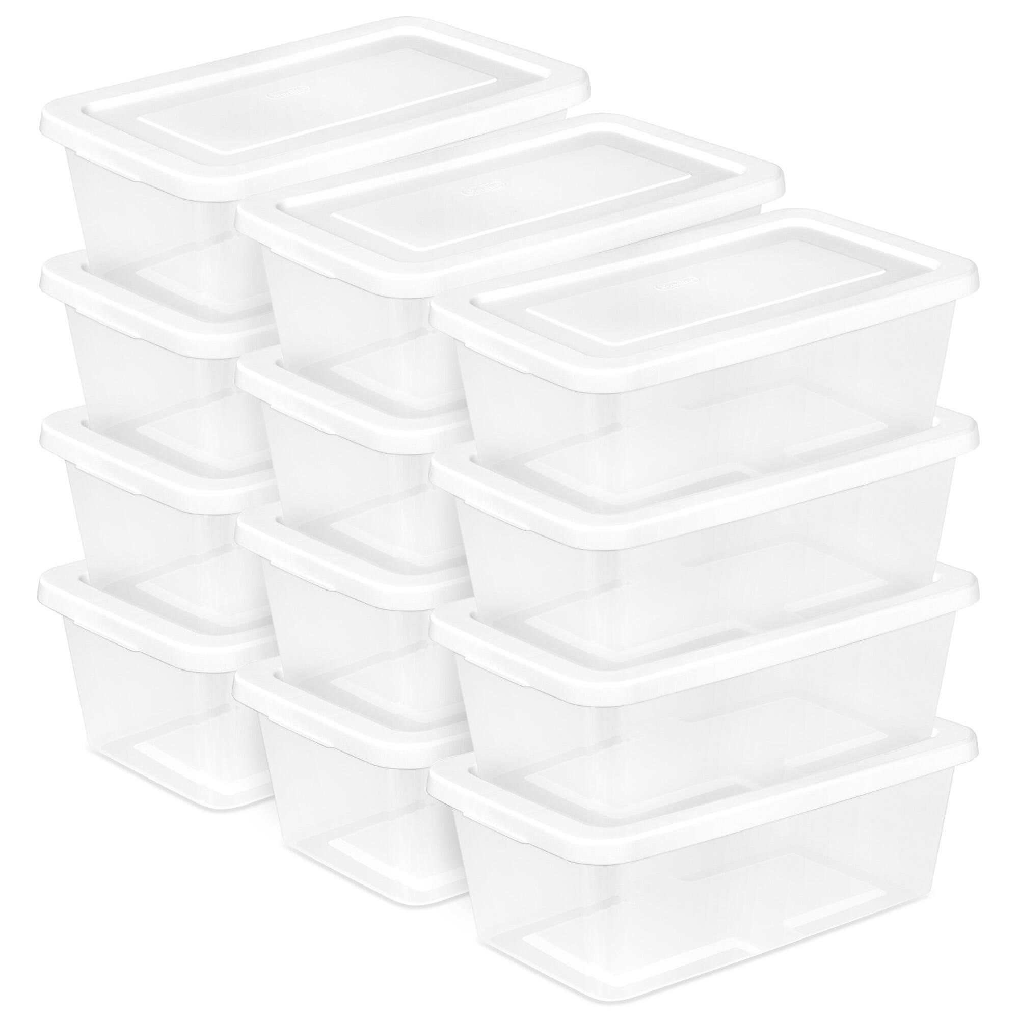 Front. Sterilite - Sterilite 6 Qt Storage Box, Stackable Plastic Container, Home Organizer, 12 Pack - White.
