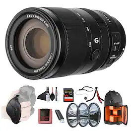 Bundle - Sony - E 70-350mm f/4.5-6.3 G OSS Lens (SEL70350G) + 64GB Memory Card + More - Black