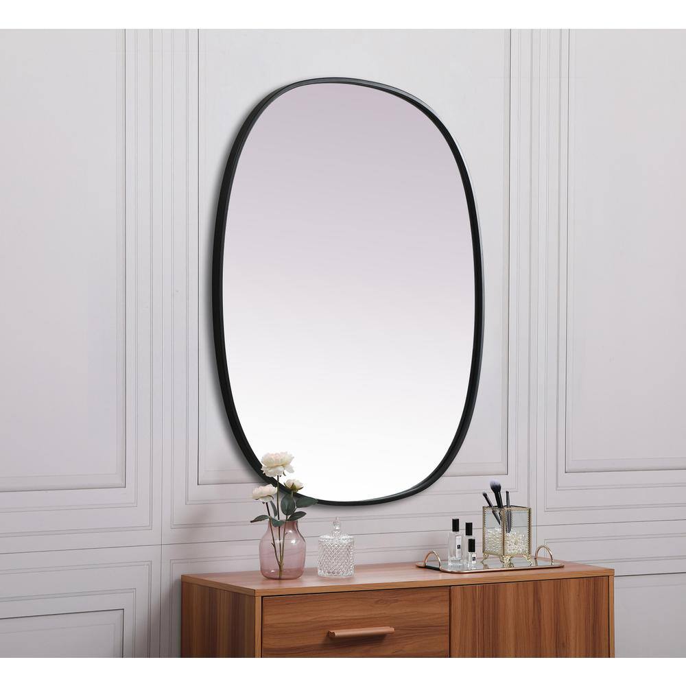 Alt View 4. Elegant Decor - Metal Frame Oval Mirror 30x36 Inch in Black - Black.