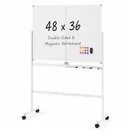 Costway - 48" x 36" Mobile Board with Lockable Universal Wheels, Rolling Stand for Home - White