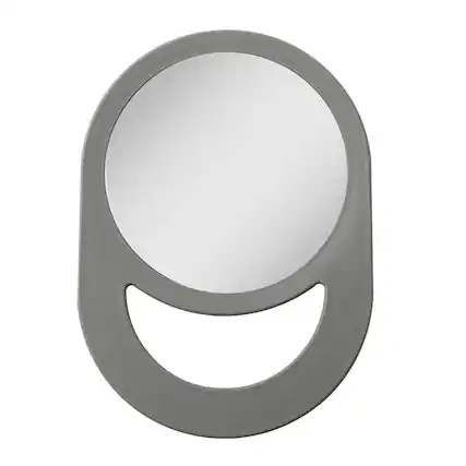 Front. Zadro - Hand Mirror with Handle - Lightweight and Compact for Perfect Grooming - Made In USA - Gray.