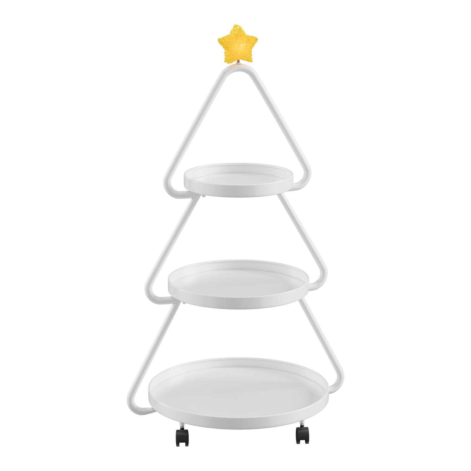 Alt View 4. Pinmoco - Christmas Tree Metal Storage Rack, Modern Sofa Side Table, Snack Rack for Party Holiday Festival - White.