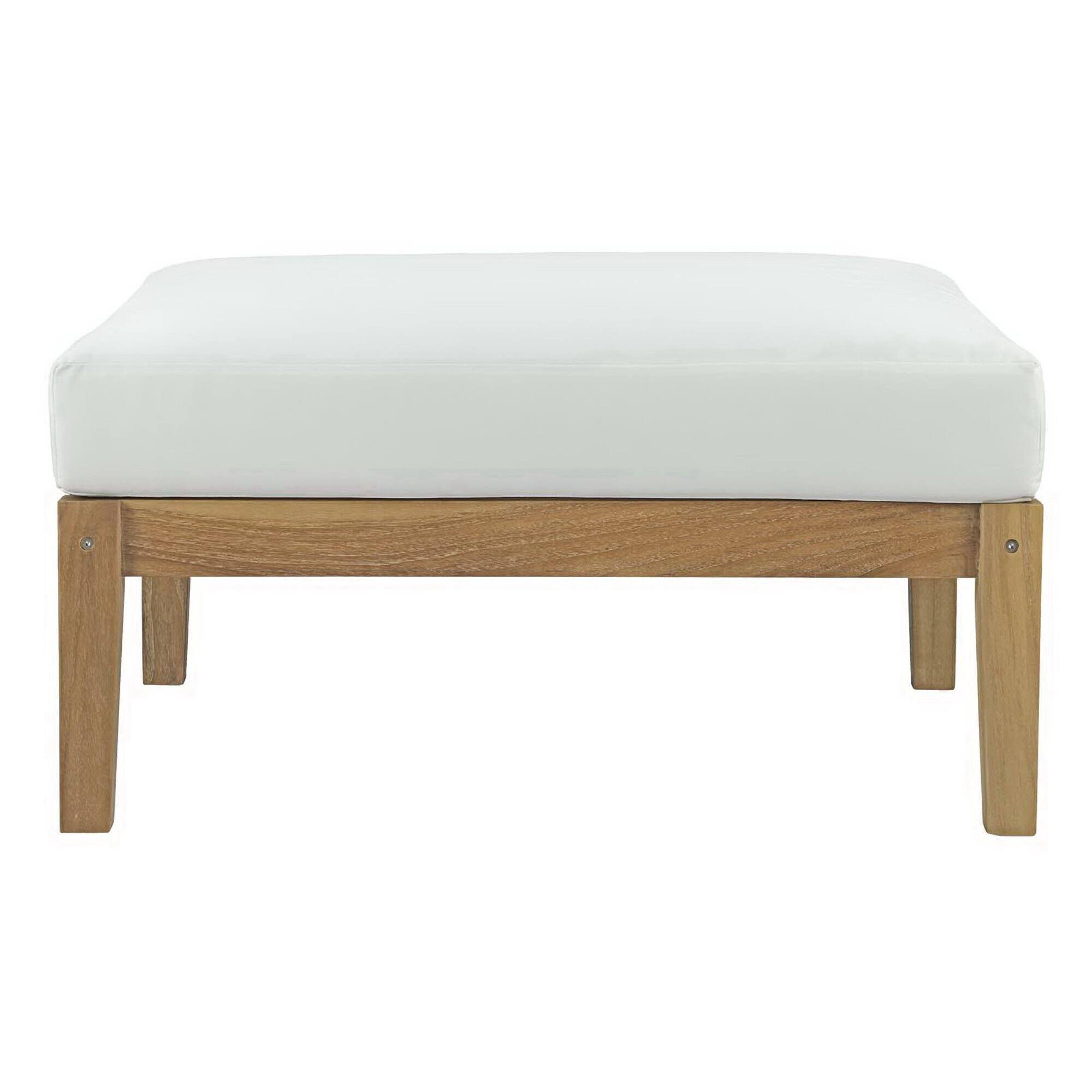 Alt View 5. Modway - Bayport 6-Piece Teak Outdoor Patio Set - Solid Teak, All-Weather Machine-Washable Cushions, No Assembly Required - Natural White.