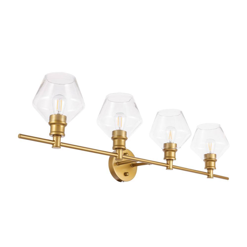 Alt View 3. Living District - Gene 4 light Brass and Clear glass Wall sconce - Brass And Clear Glass.