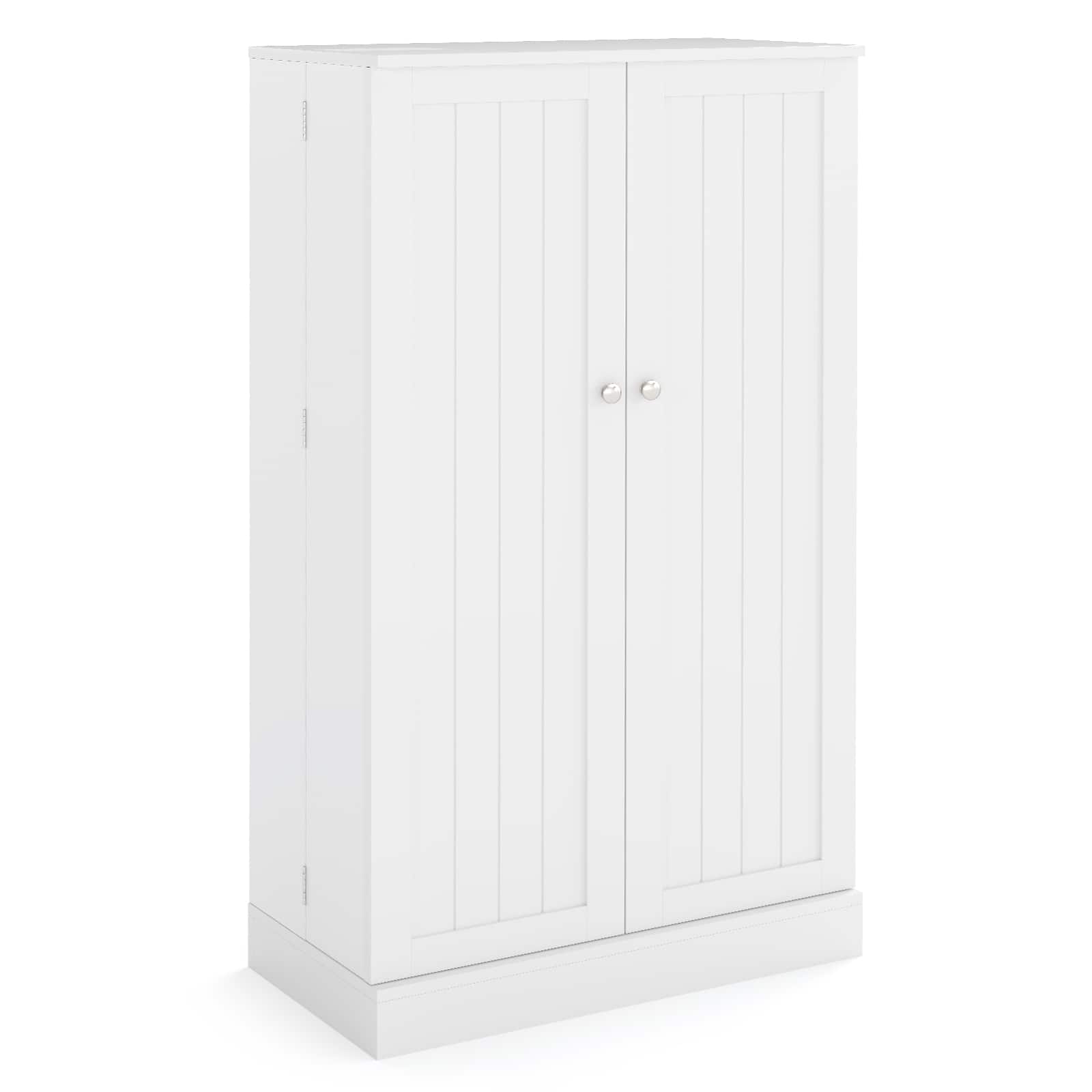 Costway - 41" Farmhouse Kitchen Pantry Storage Cabinet with Doors Adjustable Shelves - White