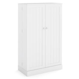 Costway - 41" Farmhouse Kitchen Pantry Storage Cabinet with Doors Adjustable Shelves - White