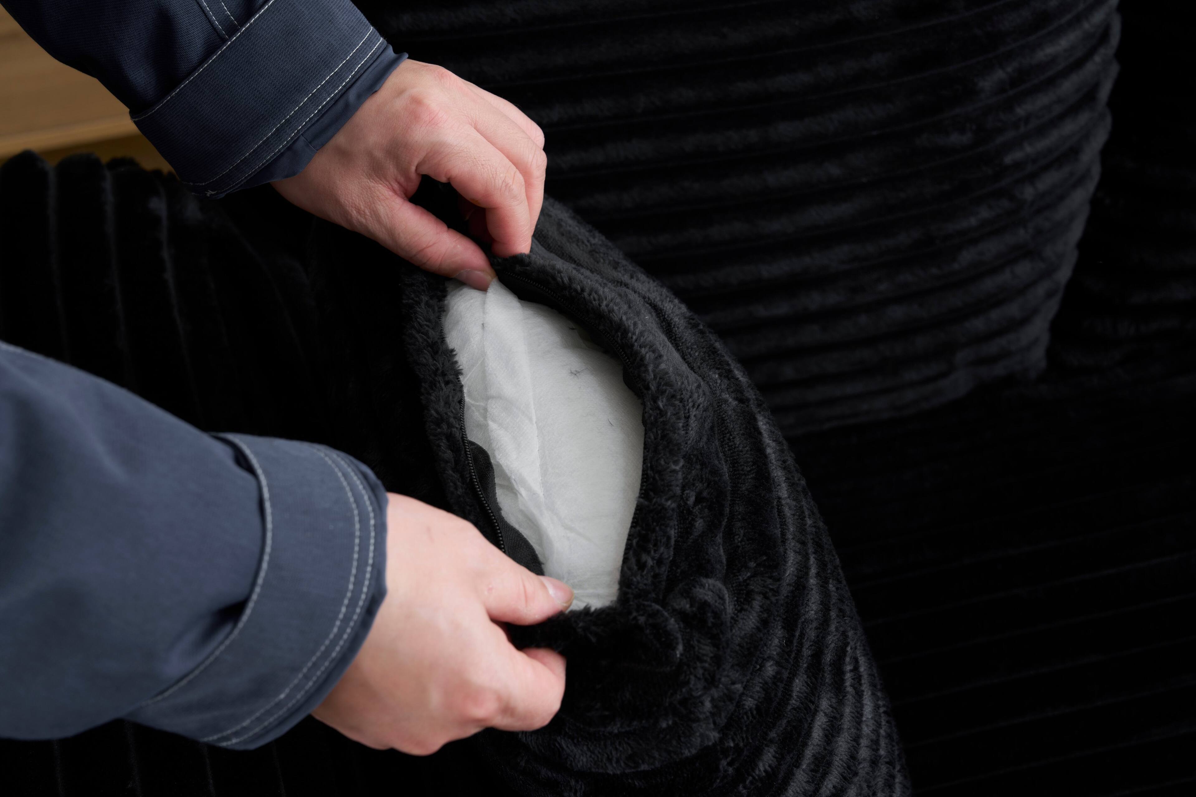 Alt View 3. Winado - 55.9"W × 59.4"D × 33.9"H Oversized Corduroy Chaise Sofa Recliner Bed Chaise Lounge Chair Upholstered Comfy Sleeper Couch - Black.