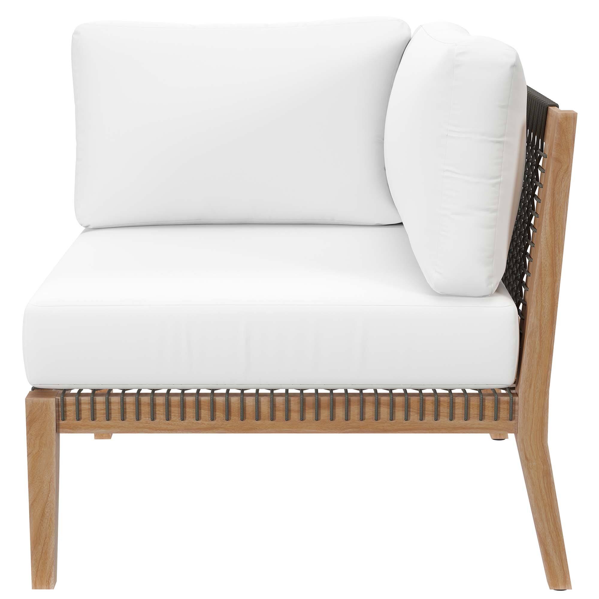 Alt View 1. Modway - Clearwater 6-Piece Outdoor Patio Teak Wood Sectional Sofa by Modway - Gray White.
