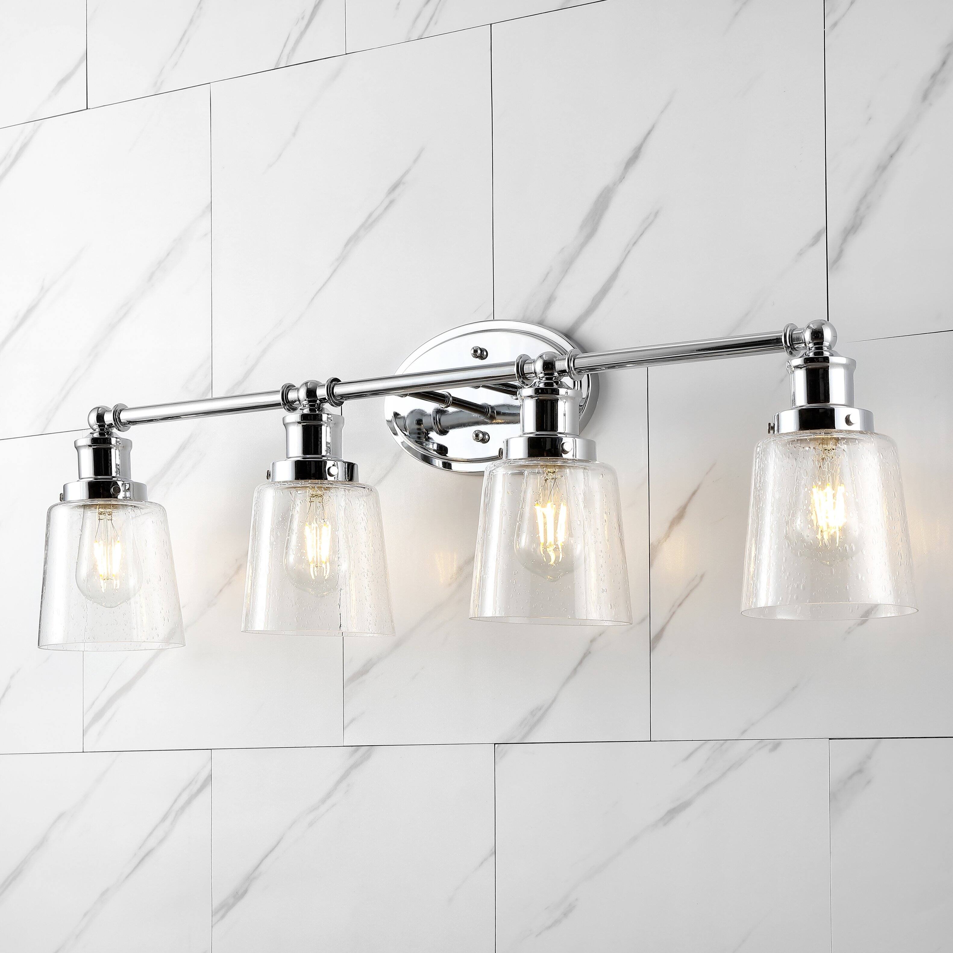 Alt View 1. Jonathan Y - Beverly 31.75" 4-Light Iron/Seeded Glass Classic Cottage LED Vanity Light, Chrome - Chrome.