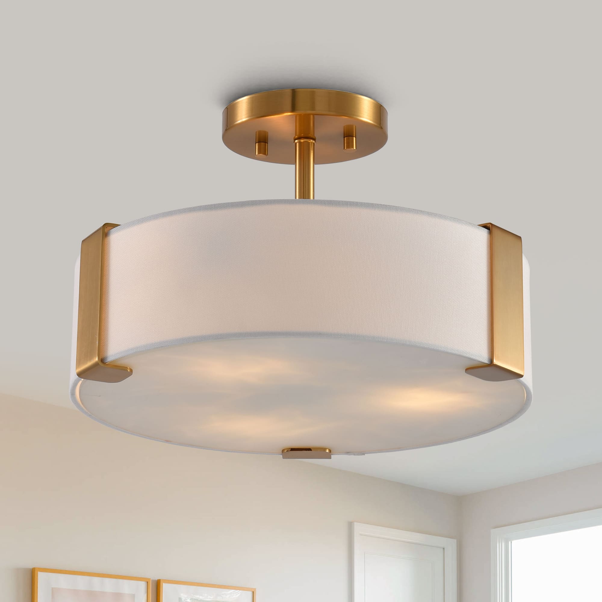 Parrot Uncle - 14” Semi-Flush Mount Ceiling Light - Gold